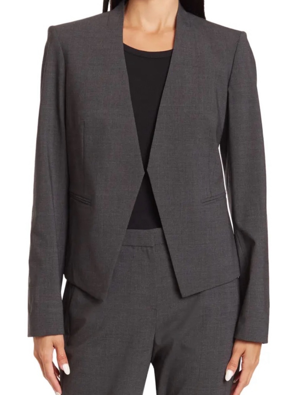 Theory Lanai Sevona Open Front Blazer - Charcoal Gray - Size 6